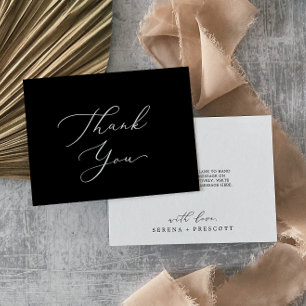 Carte de remerciements de calligraphie noir foncé