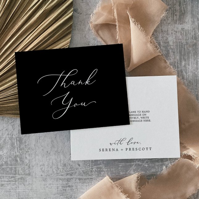 Carte de remerciements de calligraphie noir foncé (Créateur téléchargé)