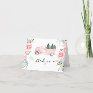 Carte de remerciements de camion de Noël d'hiver