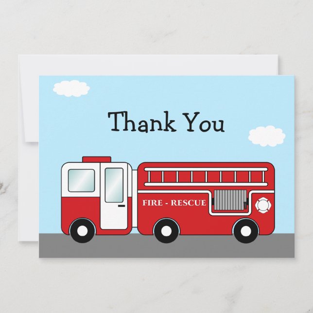 Carte de remerciements de camion de pompiers (Devant)