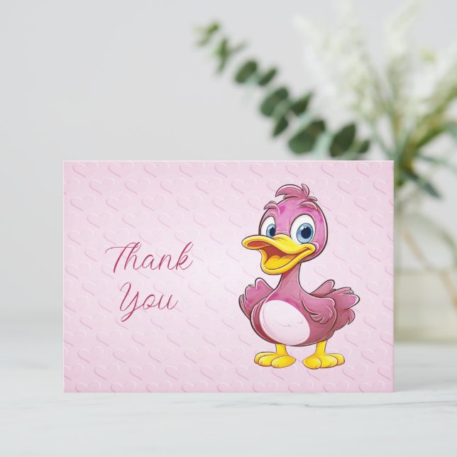 Carte de remerciements de canard rose (Debout devant)