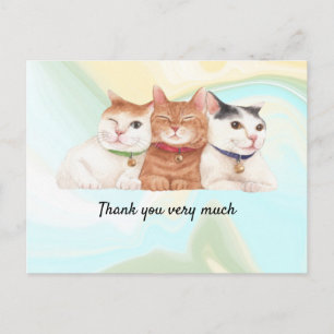 Carte de remerciements de chat avec trois chats so