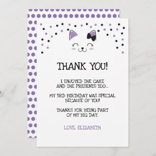 Carte de remerciements de chat de Kitty