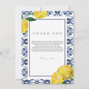 Carte de remerciements de citron méditerranéen de