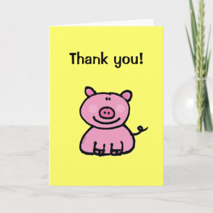 Carte de remerciements de cochon de dessin
