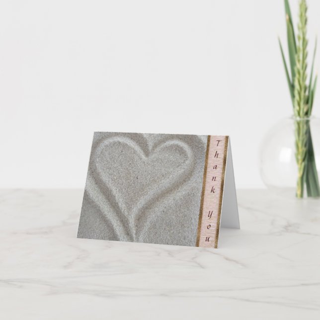 Carte de remerciements de coeur de sable de plage (Devant)