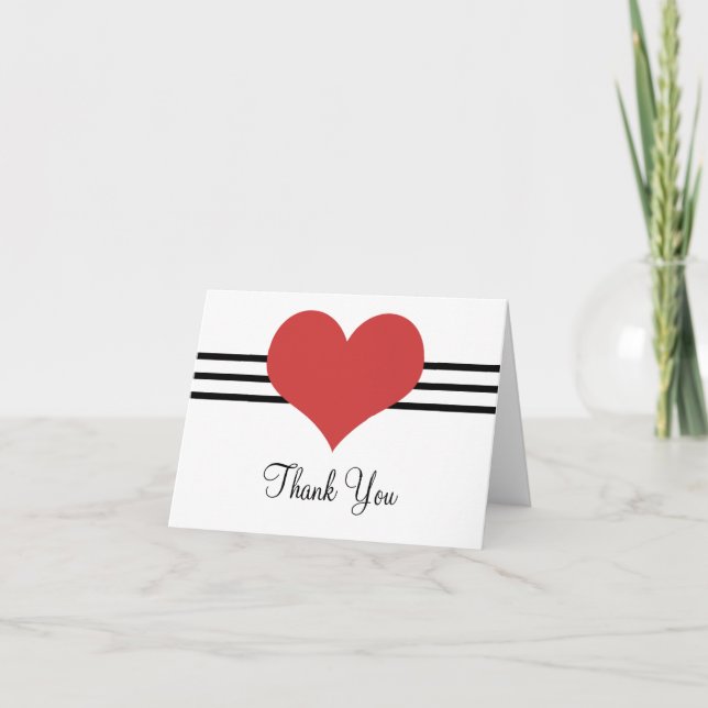 Carte de remerciements de coeur, rouge (Devant)