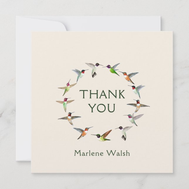 Carte de remerciements de colibris personnalisés (Devant)