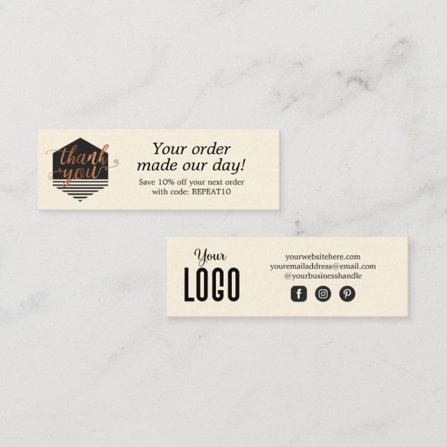 Carte de remerciements de commande personnalisée m (Devant / Derrière)