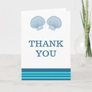 Carte de remerciements de coquillages bleu turquoi