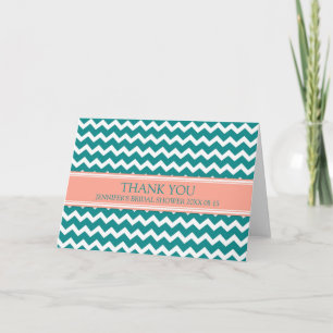 Carte de remerciements de corail turquoise de Fête