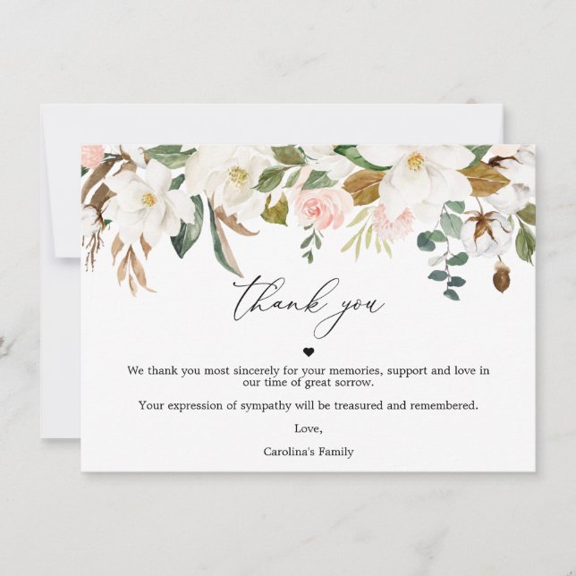 Carte de remerciements De Coton Magnolia Célébrati (Devant)