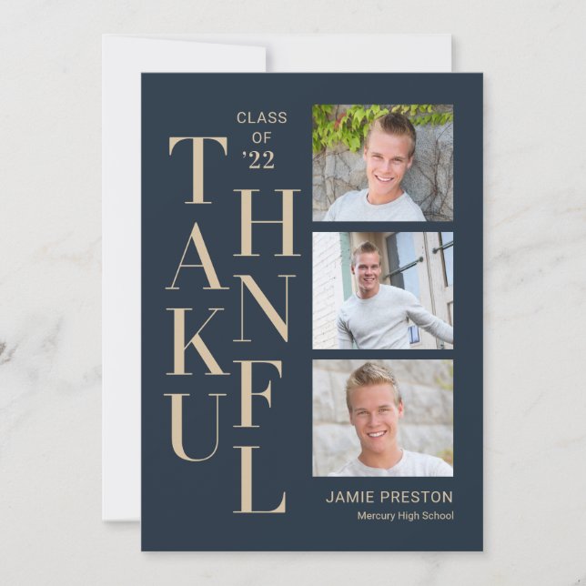 Carte de remerciements de couleur modifiable de ch (Devant)