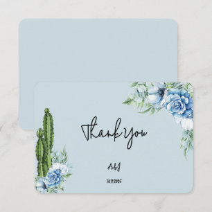 carte de remerciements de cowboy à fleurs bleues