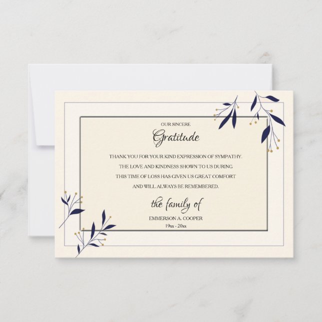 Carte de remerciements de deuil (Devant)