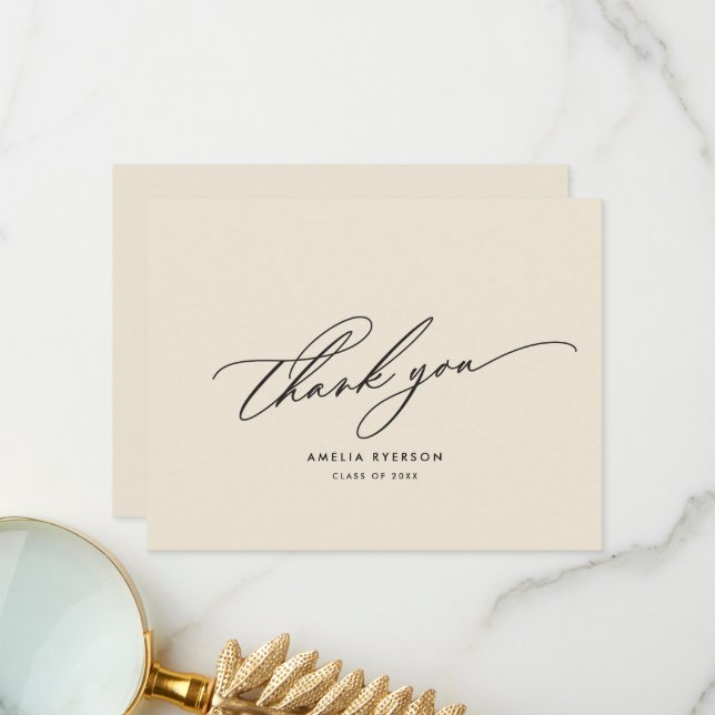 Carte de remerciements de diplôme (Devant/Arrière en situation)