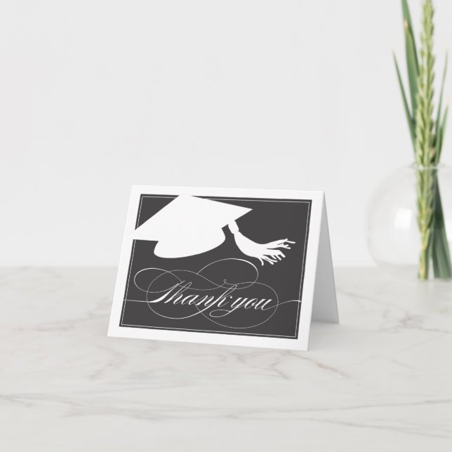 Carte de remerciements de diplôme | Black (Devant)