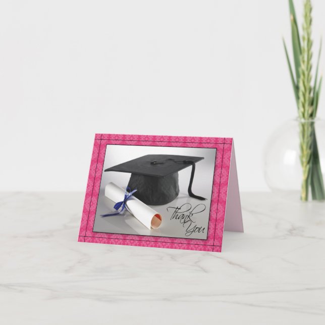 Carte de remerciements de diplôme customisé (fusch (Devant)