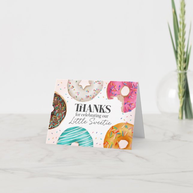 Carte de remerciements de Donut arrosé Anniversair (Devant)