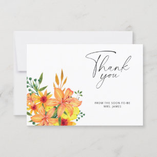 Carte de remerciements de douche à nuptiale orange