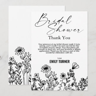 carte de remerciements de douche nuptiale fleur sa