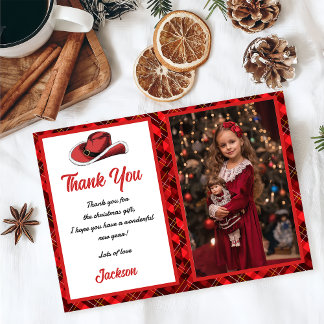 Carte de remerciements de fête Casquette de Noël o