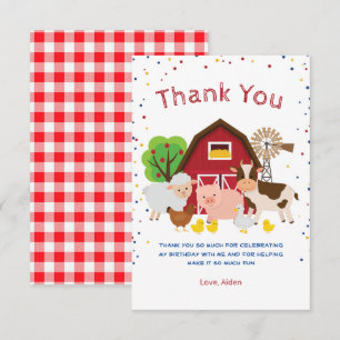 Carte de remerciements de fête d'anniversaire du z