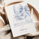 Carte de remerciements de Fête des mariées Bleu Bo<br><div class="desc">Cette carte élégante dispose d'un arc bleu charmant parfait pour une douche nuptiale "quelque chose de bleu". Conçu dans une aquarelle pastel douce,  il combine écriture manuscrite romantique avec des éléments fantaisistes tendance. Idéal pour une douche nuptiale bleu poussiéreux.</div>