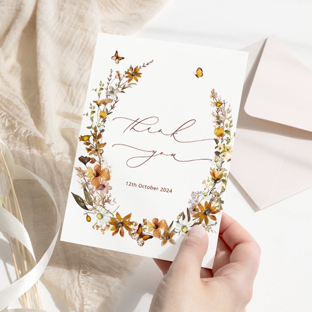 Carte de remerciements de Fête des mariées Fleur s (Créateur téléchargé)