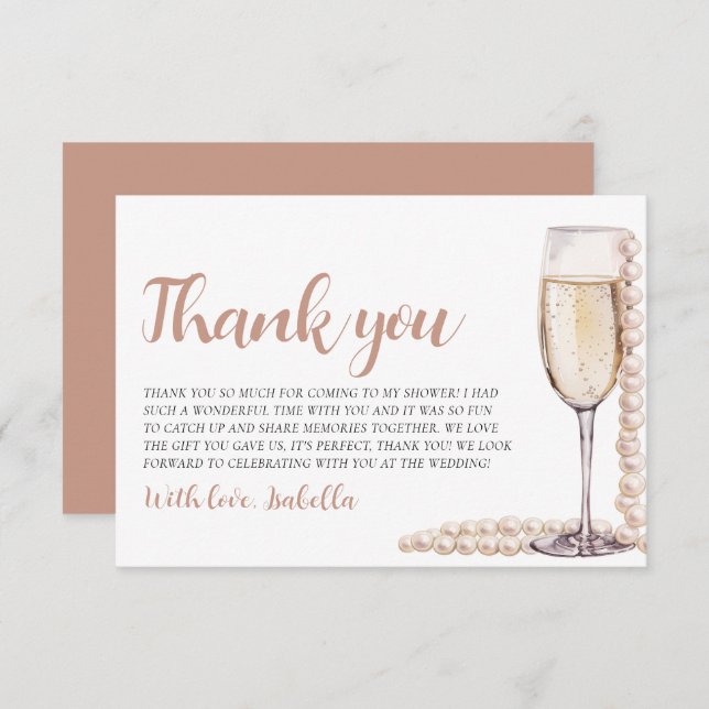 Carte de remerciements de Fête des mariées Perles  (Devant / Derrière)