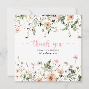 Carte de remerciements de Fête des mariées rose fl