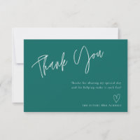 Carte de remerciements de Fête des mariées Turquoi