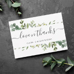 Carte de remerciements de feuillage vert Eucalyptu<br><div class="desc">Ce carte de remerciements est composé d'eucalyptus à aquarelle peinte,  de feuilles verts et de calligraphie moderne. Pour une personnalisation plus avancée de cette conception,  cliquez sur le lien "Customiser plus loin". Des articles correspondants sont également disponibles.</div>