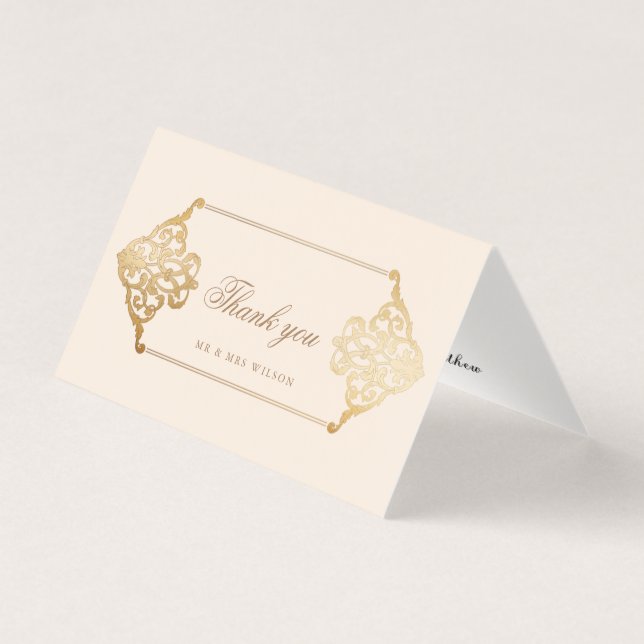 Carte de remerciements de feuille d'or à ornement  (Front)