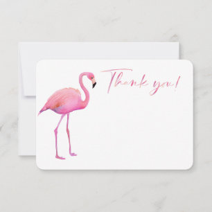 Carte de remerciements de Flamant rose d'aquarelle