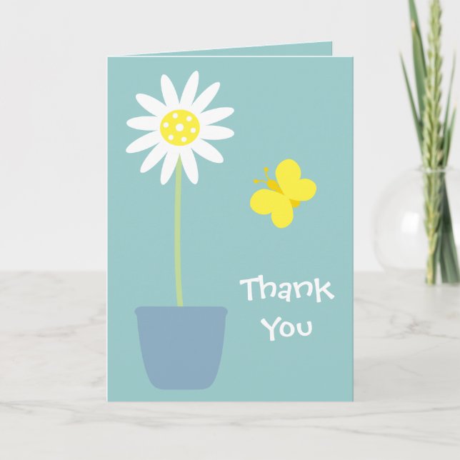 Carte de remerciements de fleur et de papillon (Devant)