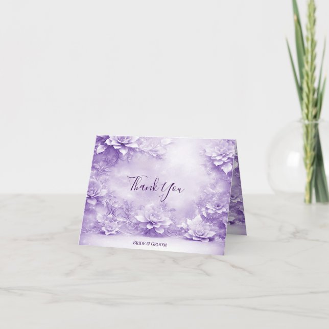 Carte de remerciements de fleurs blanches violette (Devant)