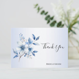 Carte de remerciements de fleurs bleues botaniques