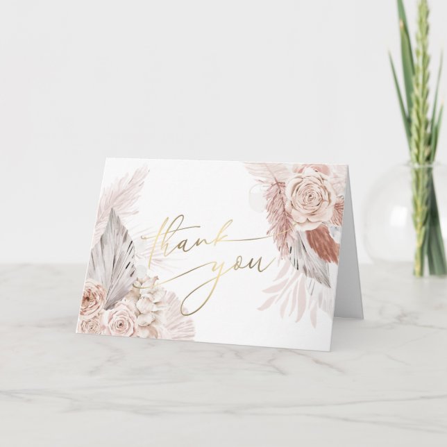 carte de remerciements de fleurs boho (Devant)