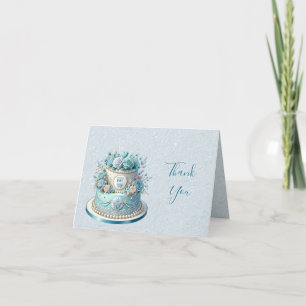 Carte de remerciements de fleurs de gâteaux bleus