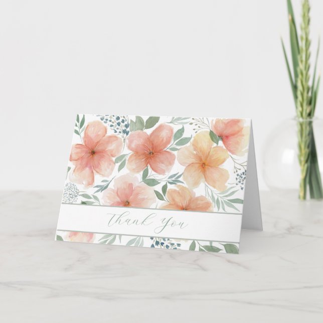 Carte de remerciements de fleurs de la plage d'aqu (Devant)