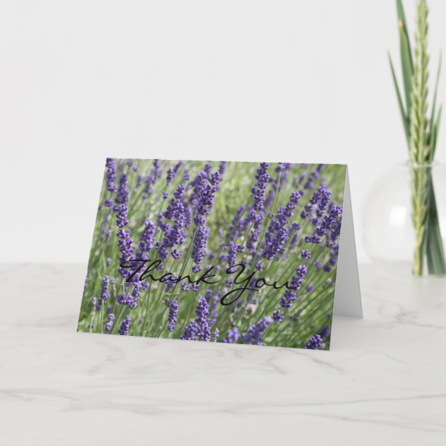 Carte de remerciements de fleurs de lavande (Devant)