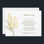 Carte de remerciements de fleurs de Mimosa<br><div class="desc">Mimosa aquarelle fleurs jaunes Carte de remerciements mariage.</div>
