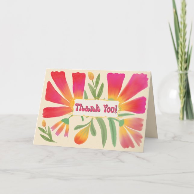 Carte de remerciements de fleurs lumineuses (Devant)