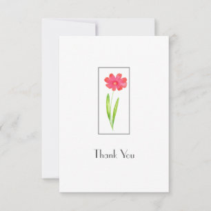 Carte de remerciements de fleurs rouge, rose