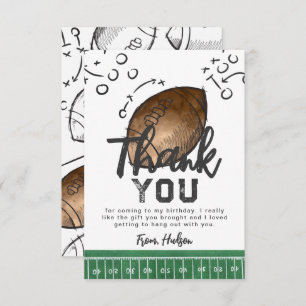 Carte de remerciements de football aquarelle