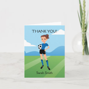 Carte de remerciements de football féminin illustr