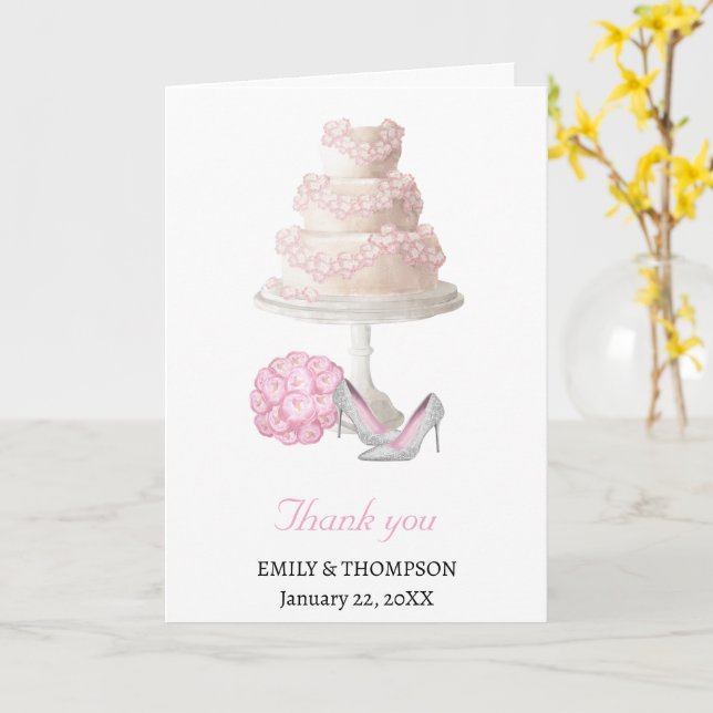 Carte de remerciements de gâteau mariage (Fleur jaune)