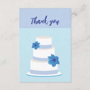 Carte de remerciements de gâteau Mariage bleu mode