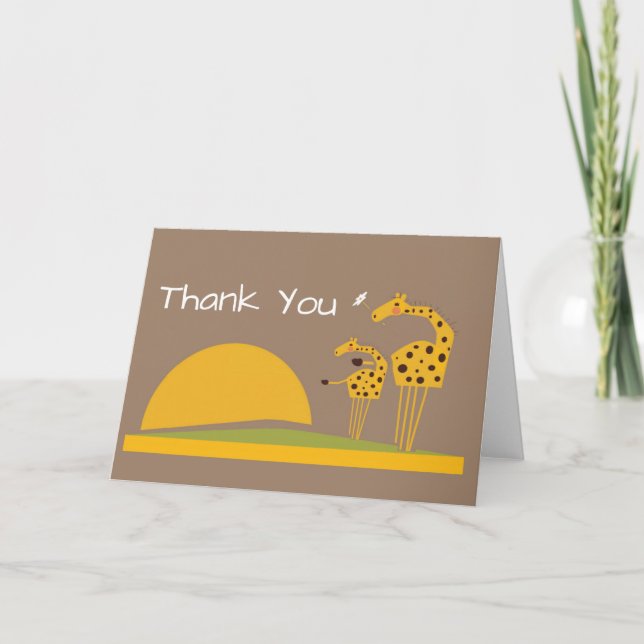 Carte de remerciements de girafe de la jungle Safa (Devant)